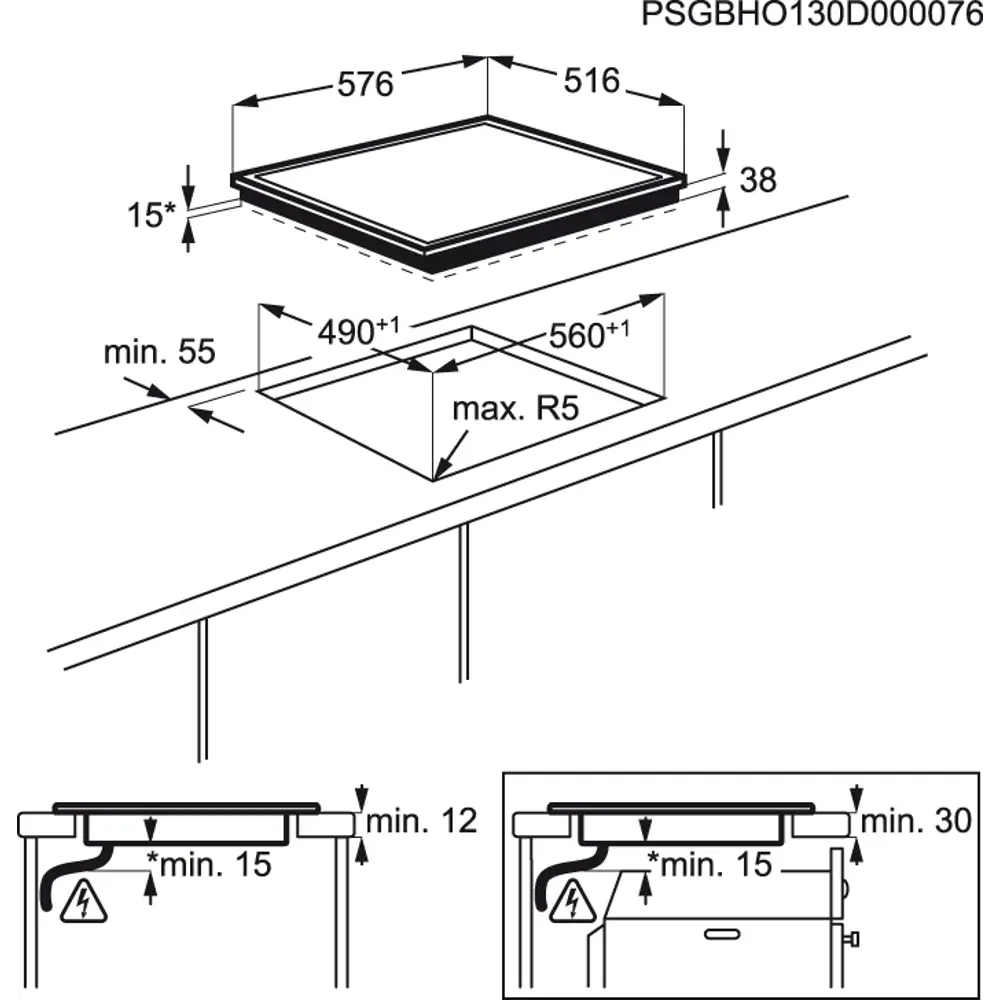 Фото 2 Варочная панель электрическая Electrolux EHF96240FK 4 конфорки 59x52 см цвет чёрный Фото 2 Варочная панель электрическая Electrolux EHF96240FK 4 конфорки 59x52 см цвет чёрный