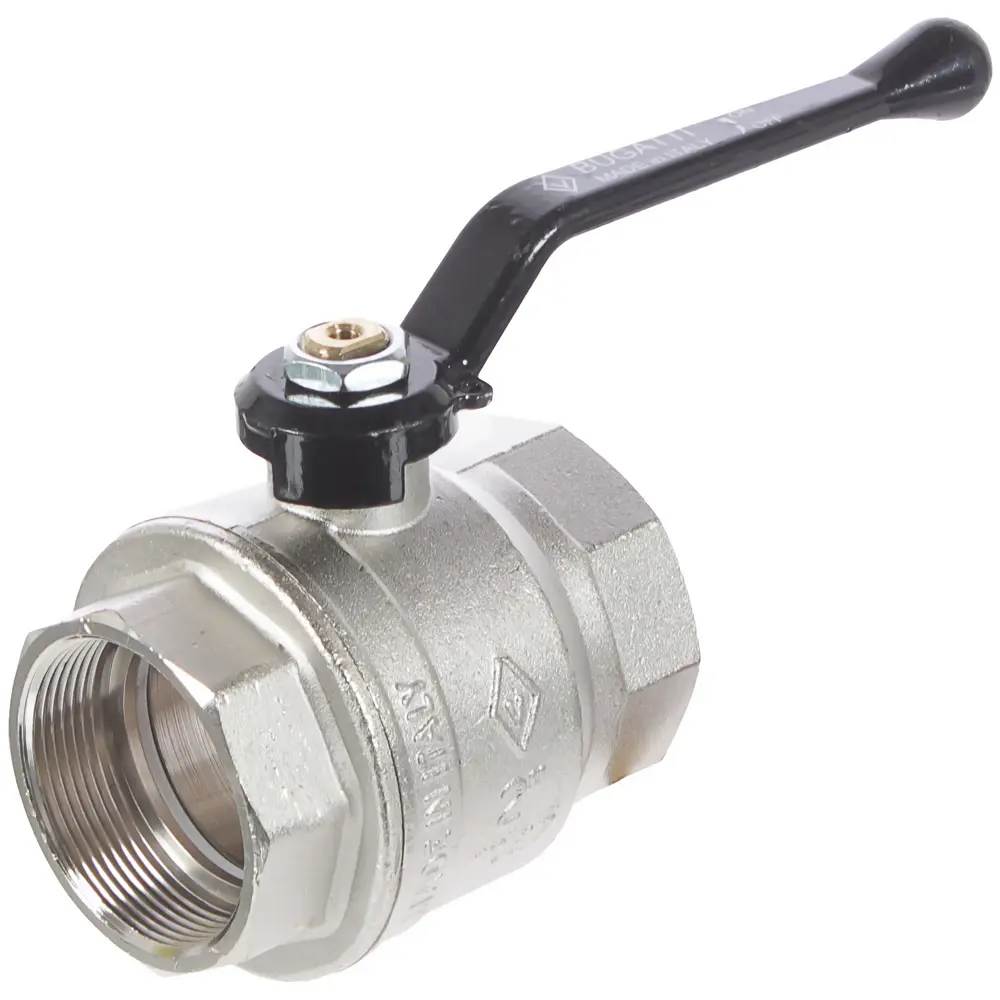 Фото Кран шаровой прямой Bugatti DN50 PN50 2" ВР латунь ручка рычаг Фото Кран шаровой прямой Bugatti DN50 PN50 2" ВР латунь ручка рычаг