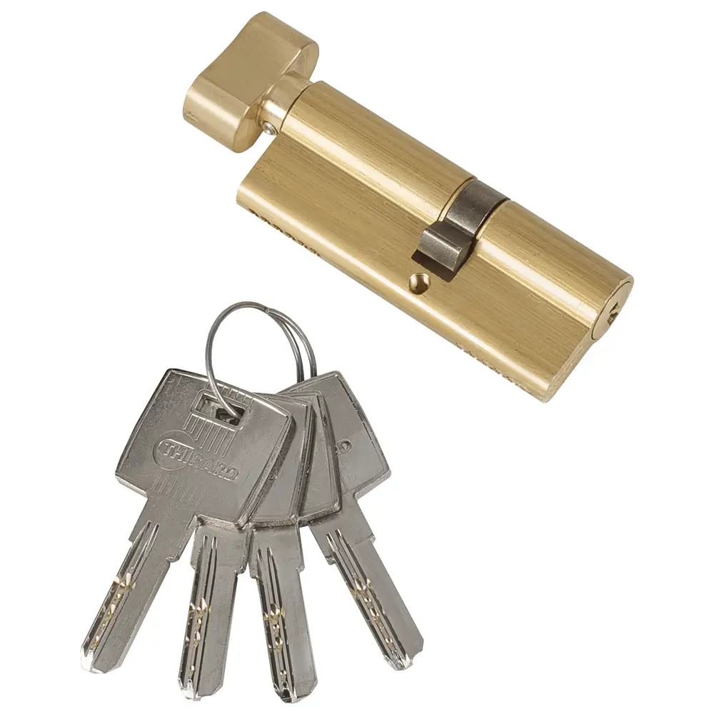 Фото 2 Цилиндр Knob Transit 6P, 30x50 мм, 4 ключа, цвет латунь, цвет латунь Фото 2 Цилиндр Knob Transit 6P, 30x50 мм, 4 ключа, цвет латунь, цвет латунь