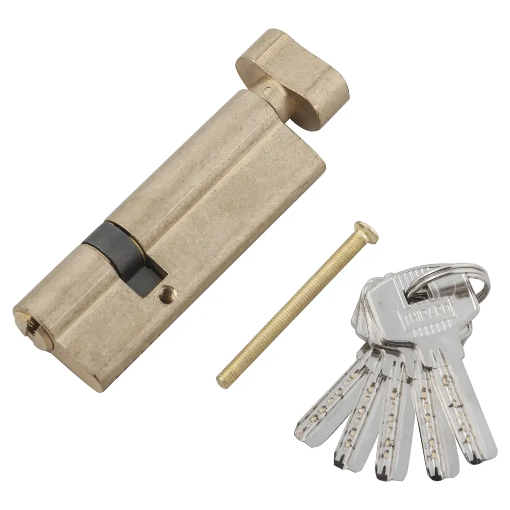 Фото 2 Цилиндр Tiger 6 Knob, 30x60 мм, 5 ключей, цвет латунь, цвет латунь Фото 2 Цилиндр Tiger 6 Knob, 30x60 мм, 5 ключей, цвет латунь, цвет латунь