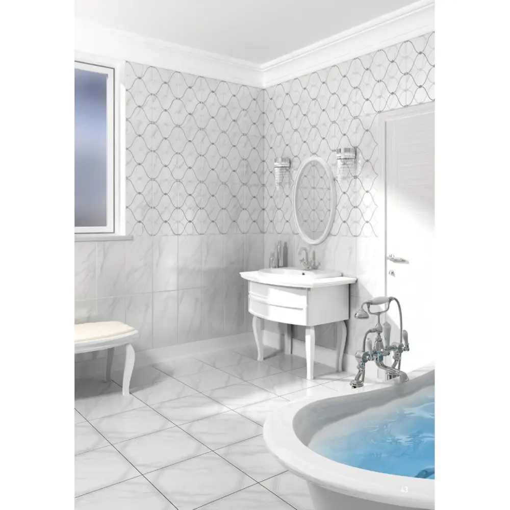 Фото 3 Вставка «Carrara Triana» 25х50 см цвет белый Фото 3 Вставка «Carrara Triana» 25х50 см цвет белый