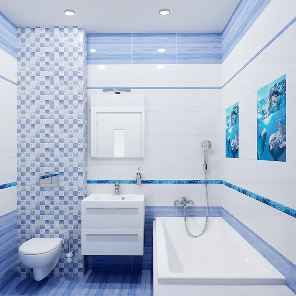 Фото 3 Плитка настенная «Waterlife light ultramarine» 25х50 см 1 м2 цвет белый Фото 3 Плитка настенная «Waterlife light ultramarine» 25х50 см 1 м2 цвет белый