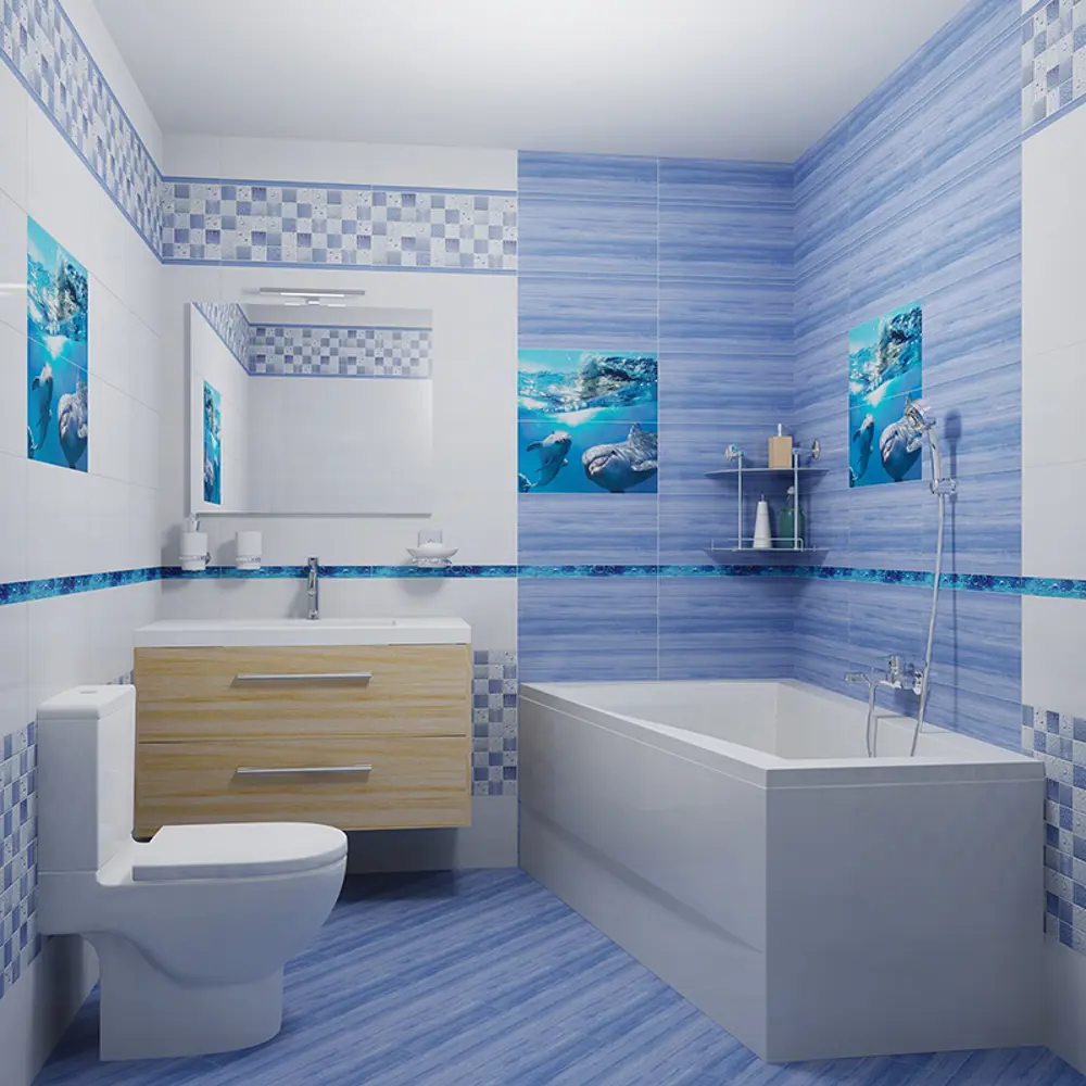 Фото Плитка настенная «Waterlife light ultramarine» 25х50 см 1 м2 цвет белый Фото Плитка настенная «Waterlife light ultramarine» 25х50 см 1 м2 цвет белый