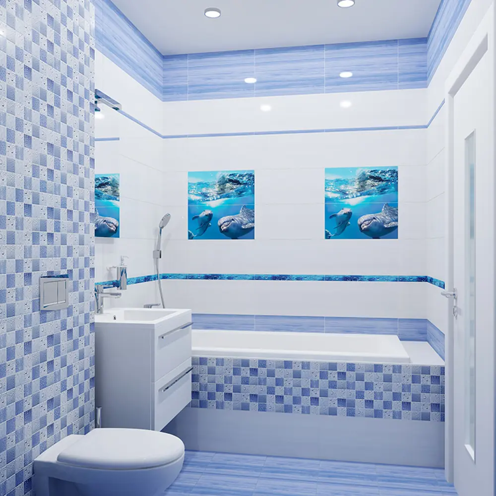 Фото 2 Плитка настенная «Waterlife light ultramarine» 25х50 см 1 м2 цвет белый Фото 2 Плитка настенная «Waterlife light ultramarine» 25х50 см 1 м2 цвет белый