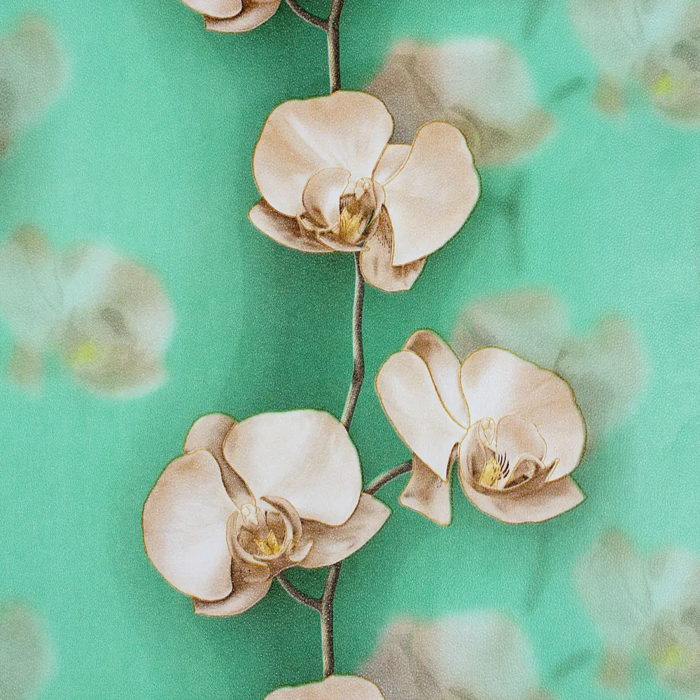 Фото 2 Обои бумажные гофрированные Грация 0.53х10 м орхидеи цвет зелёный 5