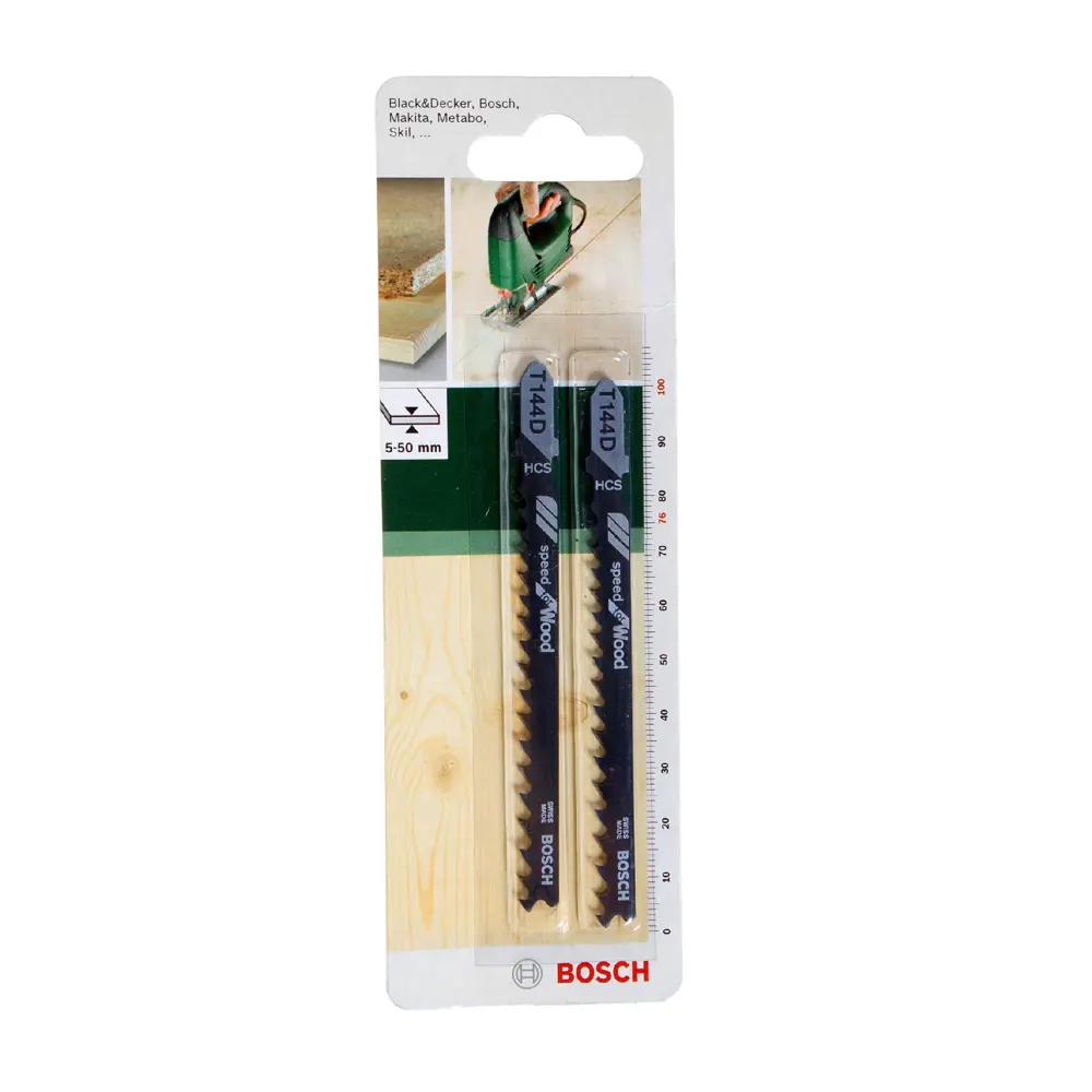 Фото 4 Пилка для лобзика по дереву Bosch T144D HCS 2609256718, быстрый рез, 2 шт. Фото 4 Пилка для лобзика по дереву Bosch T144D HCS 2609256718, быстрый рез, 2 шт.