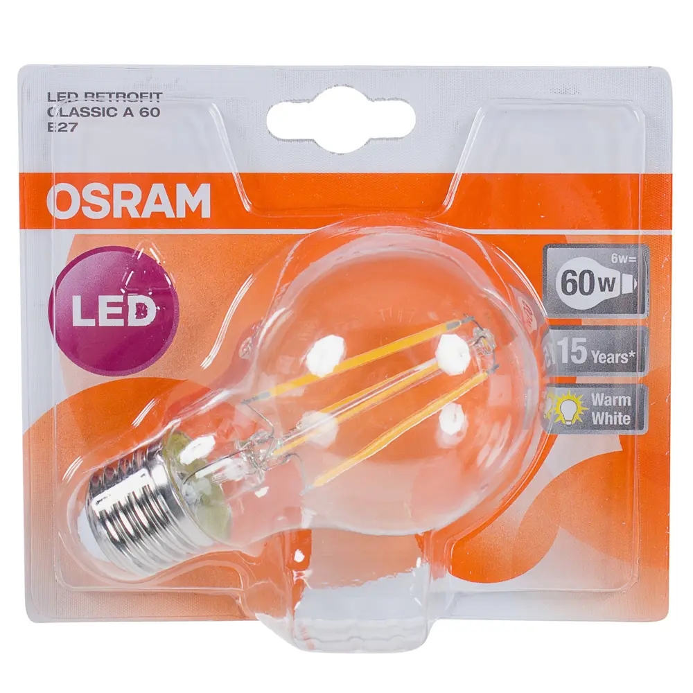 Фото 2 Лампа светодиодная Osram E27 7 Вт 806 Лм свет тёплый белый Фото 2 Лампа светодиодная Osram E27 7 Вт 806 Лм свет тёплый белый