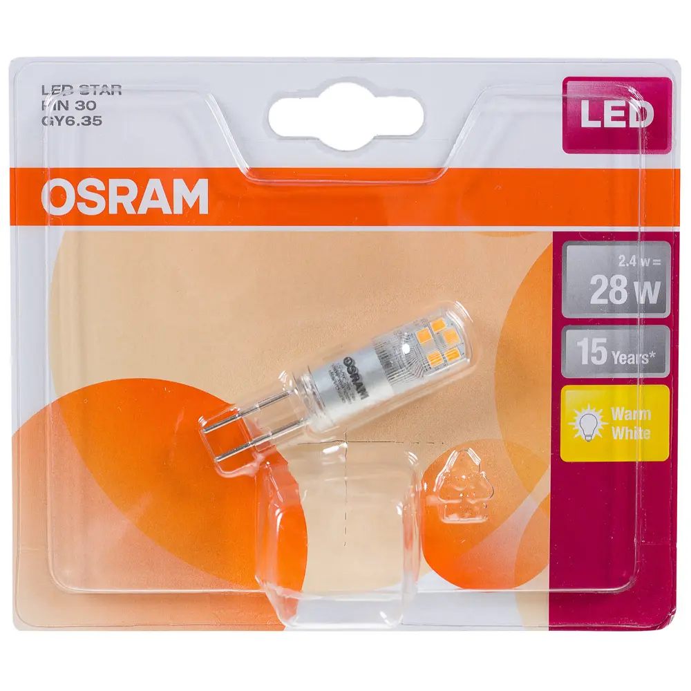 Фото 2 Лампа светодиодная Osram GY6.35 2.5 Вт 300 Лм свет тёплый белый Фото 2 Лампа светодиодная Osram GY6.35 2.5 Вт 300 Лм свет тёплый белый