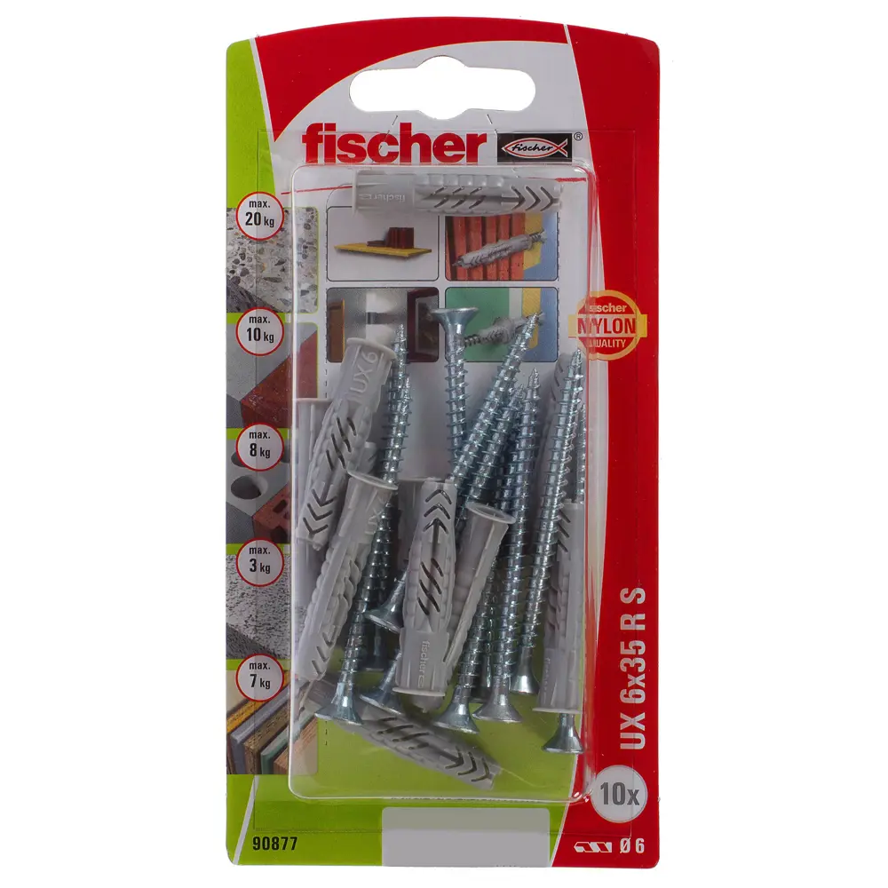Фото 4 Дюбель универcальный Fischer UX с шурупом 6x35 мм нейлон/оцинкованная сталь 10 шт. Фото 4 Дюбель универcальный Fischer UX с шурупом 6x35 мм нейлон/оцинкованная сталь 10 шт.