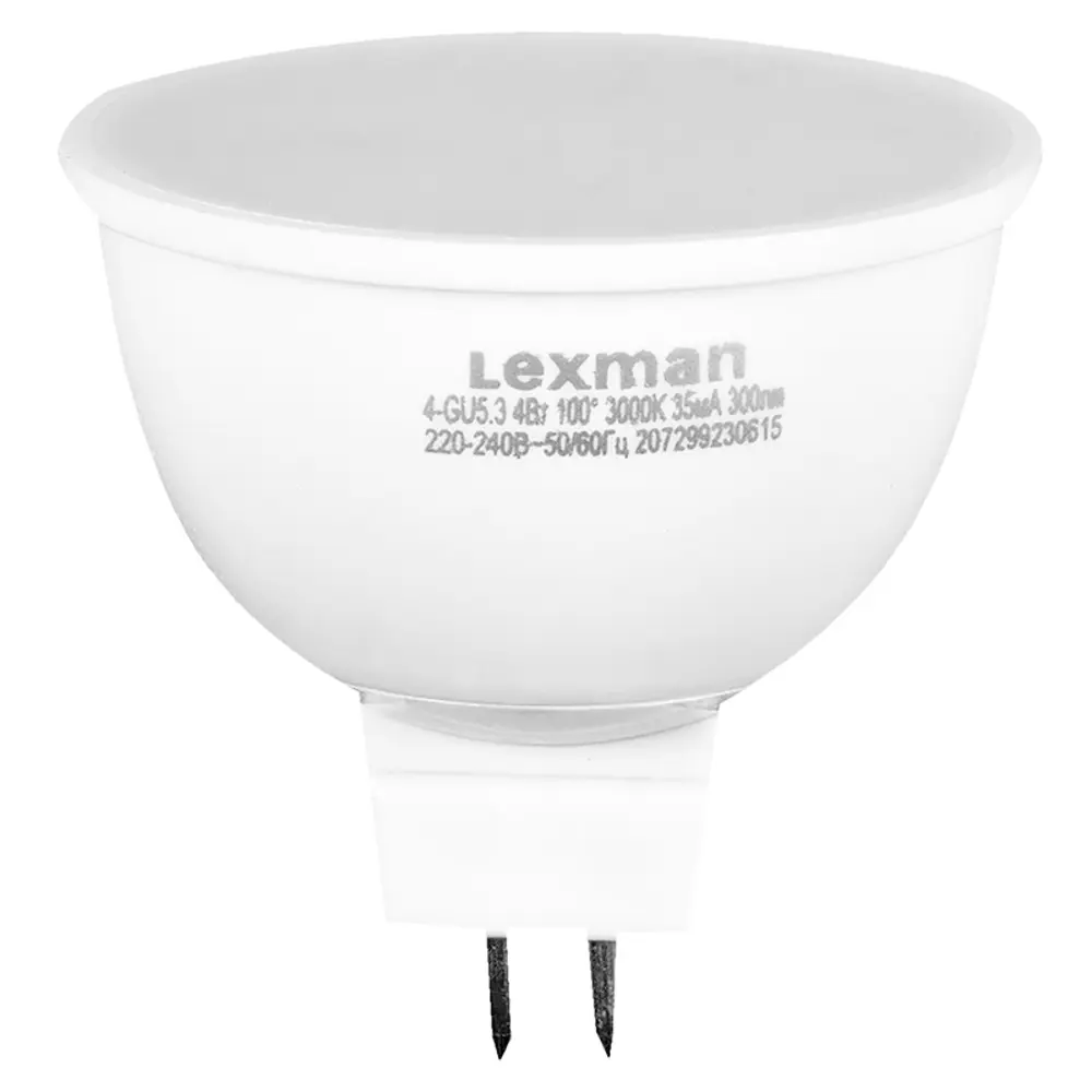 Фото Лампа светодиодная Lexman GU5.3 4 Вт 300 Лм свет тёплый белый Фото Лампа светодиодная Lexman GU5.3 4 Вт 300 Лм свет тёплый белый