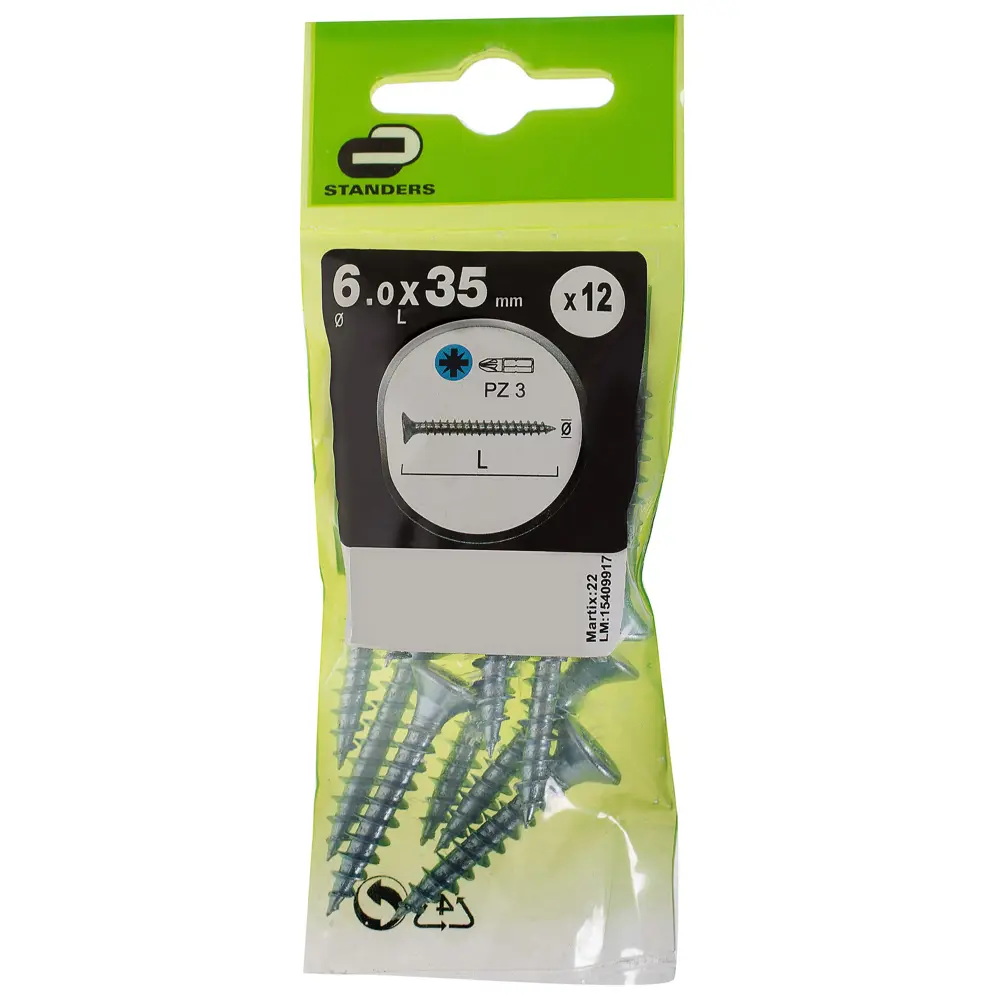 Фото 3 Саморезы универсальные Standers оцинкованные 6х35 мм, 12 шт. Фото 3 Саморезы универсальные Standers оцинкованные 6х35 мм, 12 шт.
