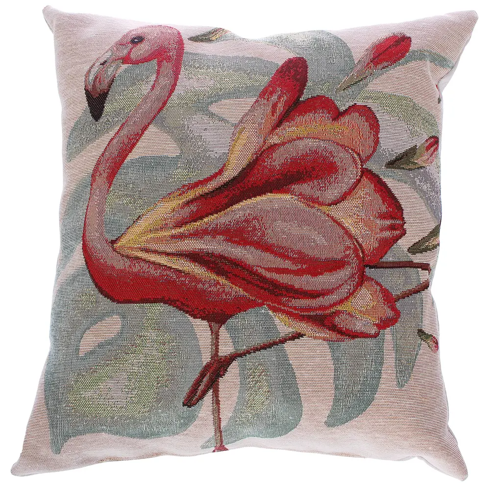 Фото Подушка декоративная Фламинго 38x38 см гобелен Фото Подушка декоративная Фламинго 38x38 см гобелен