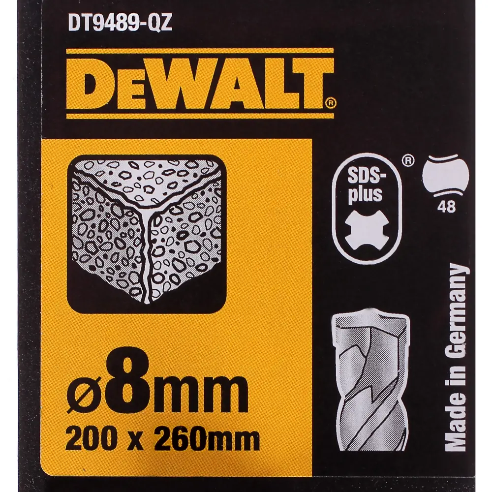 Фото 4 Бур по бетону SDS-plus 8х200х260 мм DeWalt DT9489 Фото 4 Бур по бетону SDS-plus 8х200х260 мм DeWalt DT9489