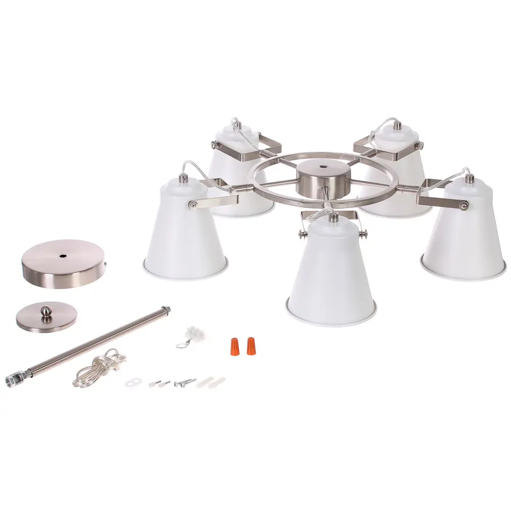 Фото 5 Люстра Arudlis 5хE27х60 Вт цвет белый/никель Фото 5 Люстра Arudlis 5хE27х60 Вт цвет белый/никель