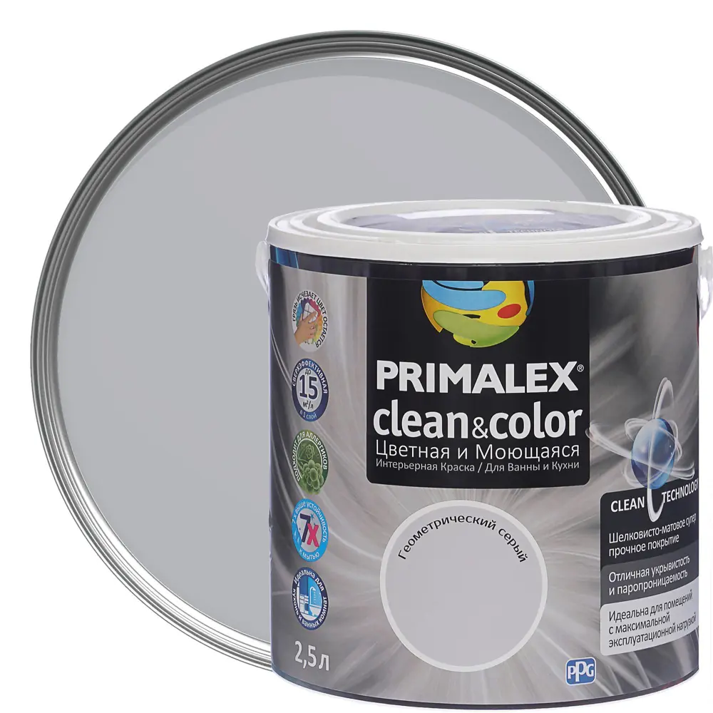 Фото Краска PR-X Clean&Color 2,5 л Геометрический серый Фото Краска PR-X Clean&Color 2,5 л Геометрический серый