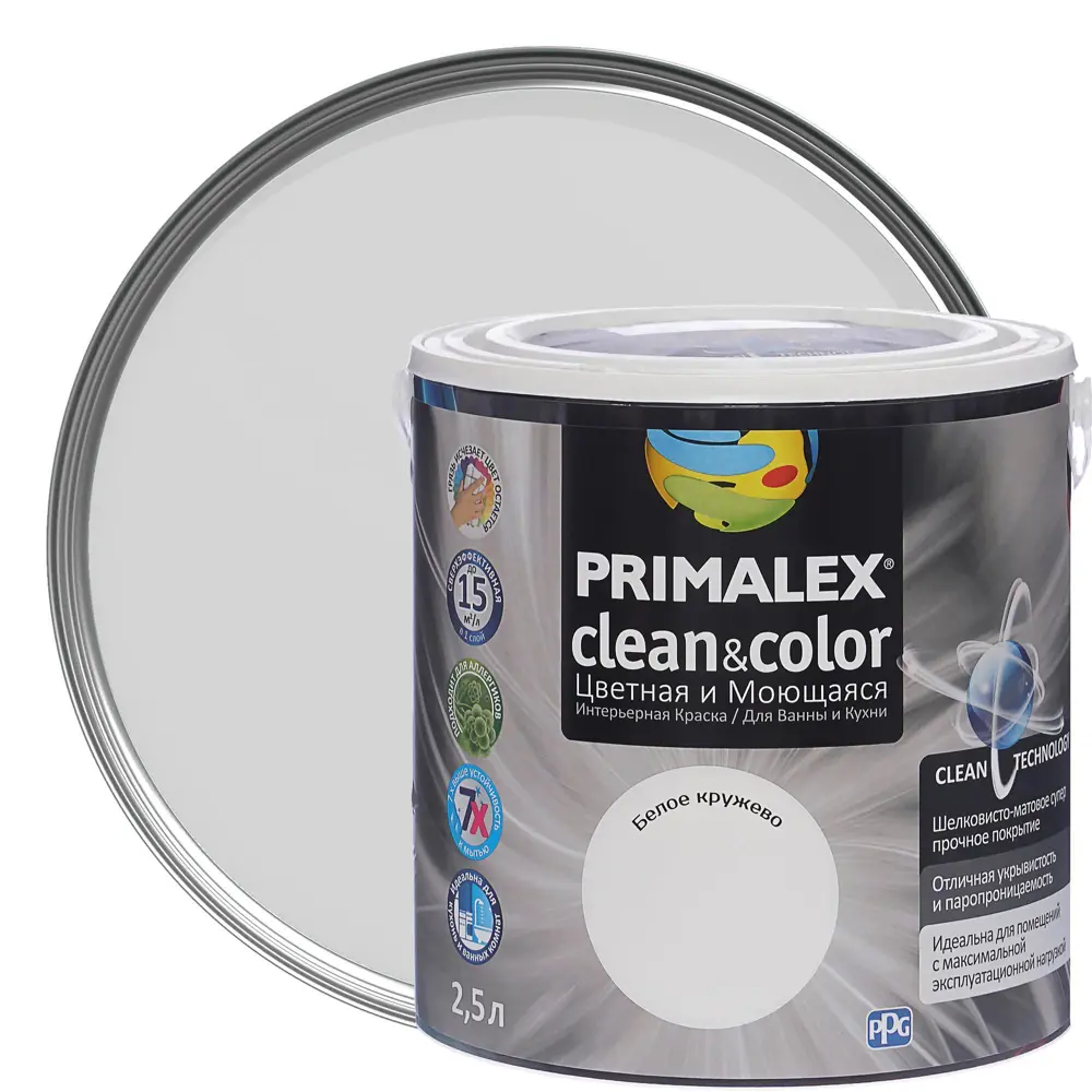 Фото Краска PR-X Clean&Color 2.5 л белое кружево Фото Краска PR-X Clean&Color 2.5 л белое кружево
