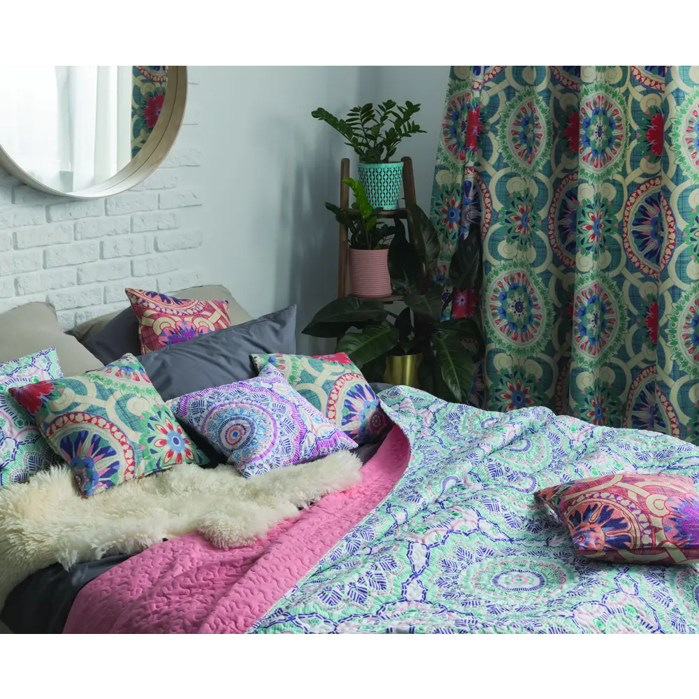 Фото 7 Покрывало стёганое Boho, 220x240 см, цвет бирюзовый Фото 7 Покрывало стёганое Boho, 220x240 см, цвет бирюзовый