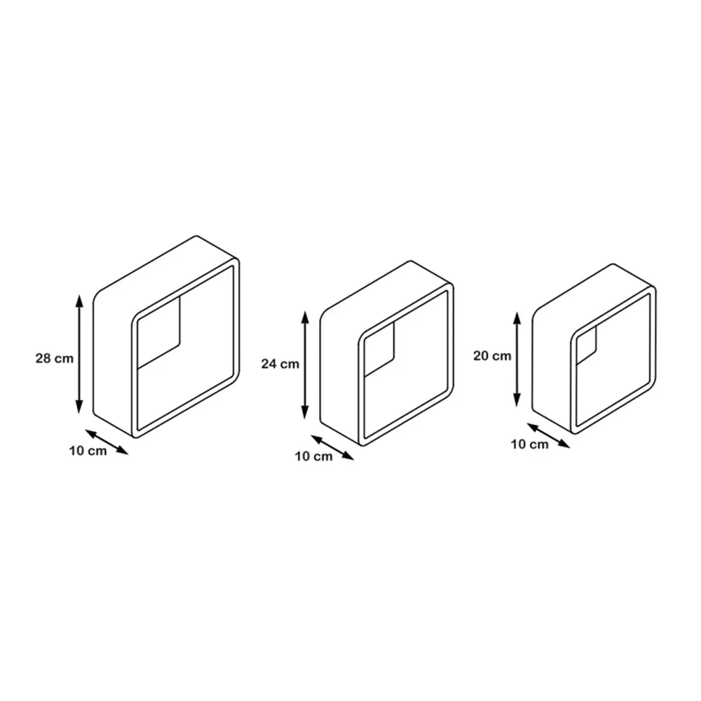 Фото 4 Набор настенных полок Spaceo 20x20 см/24x24 см/28x28 см МДФ цвет серый 3 шт