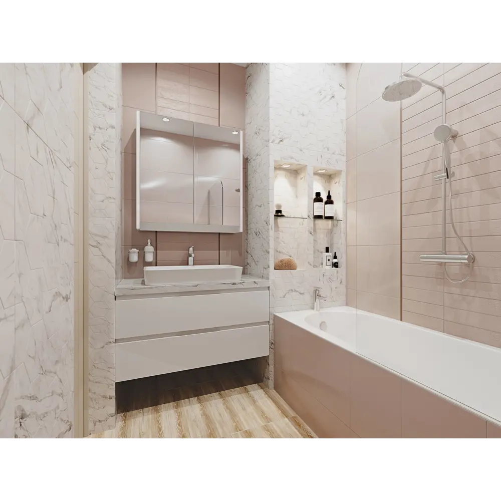 Фото 5 Плитка настенная Tone 35x25 см 1.4 м2 цвет розовый матовый Фото 5 Плитка настенная Tone 35x25 см 1.4 м2 цвет розовый матовый