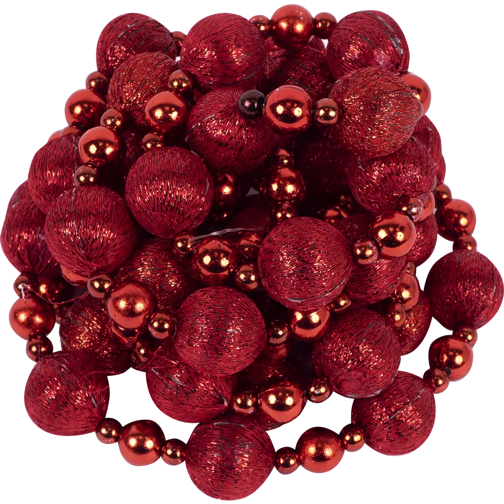 Фото 2 Бусы в пластиковой упаковке красные 180 см