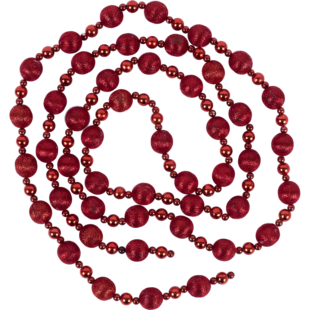 Фото Бусы в пластиковой упаковке красные 180 см