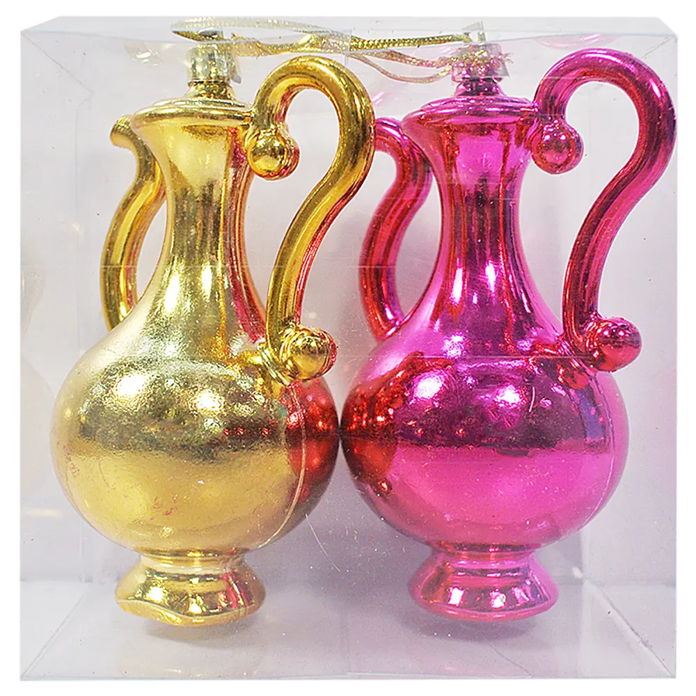 Фото Ёлочное украшение «Кувшины» цвет розовый/золотистый, 2 шт. Фото Ёлочное украшение «Кувшины» цвет розовый/золотистый, 2 шт.