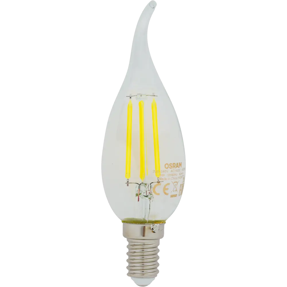 Фото Лампа светодиодная Osram E14 220 В 5 Вт свеча на ветру 660 лм тёплый белый свет Фото Лампа светодиодная Osram E14 220 В 5 Вт свеча на ветру 660 лм тёплый белый свет