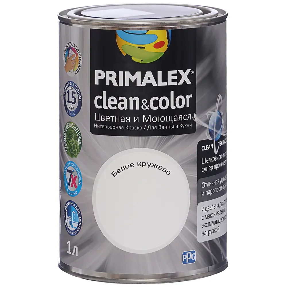 Фото Краска PR-X Clean&Color 1 л Белое кружево Фото Краска PR-X Clean&Color 1 л Белое кружево