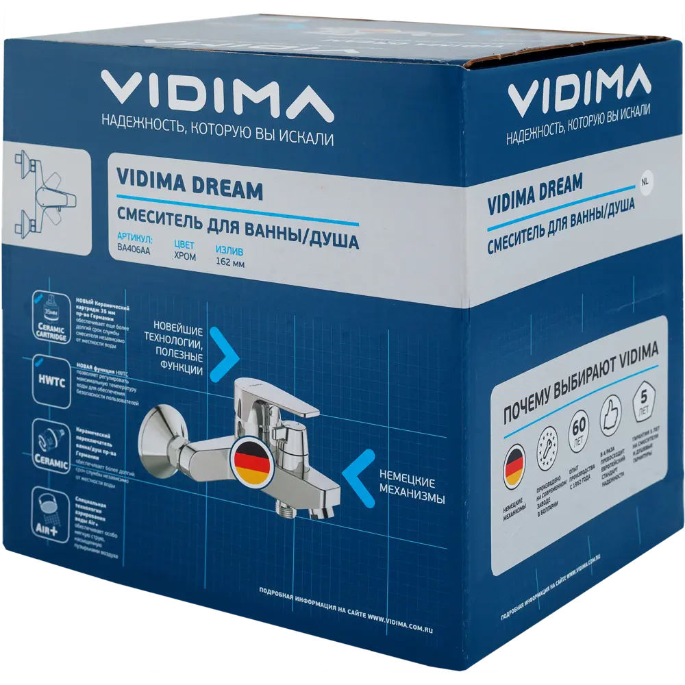 Фото 4 Смеситель для ванны и душа Vidima Dream BA406AA однорычажный цвет хром