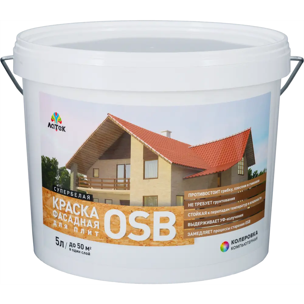 Фото Краска фасадная Латек для OSB 5 л