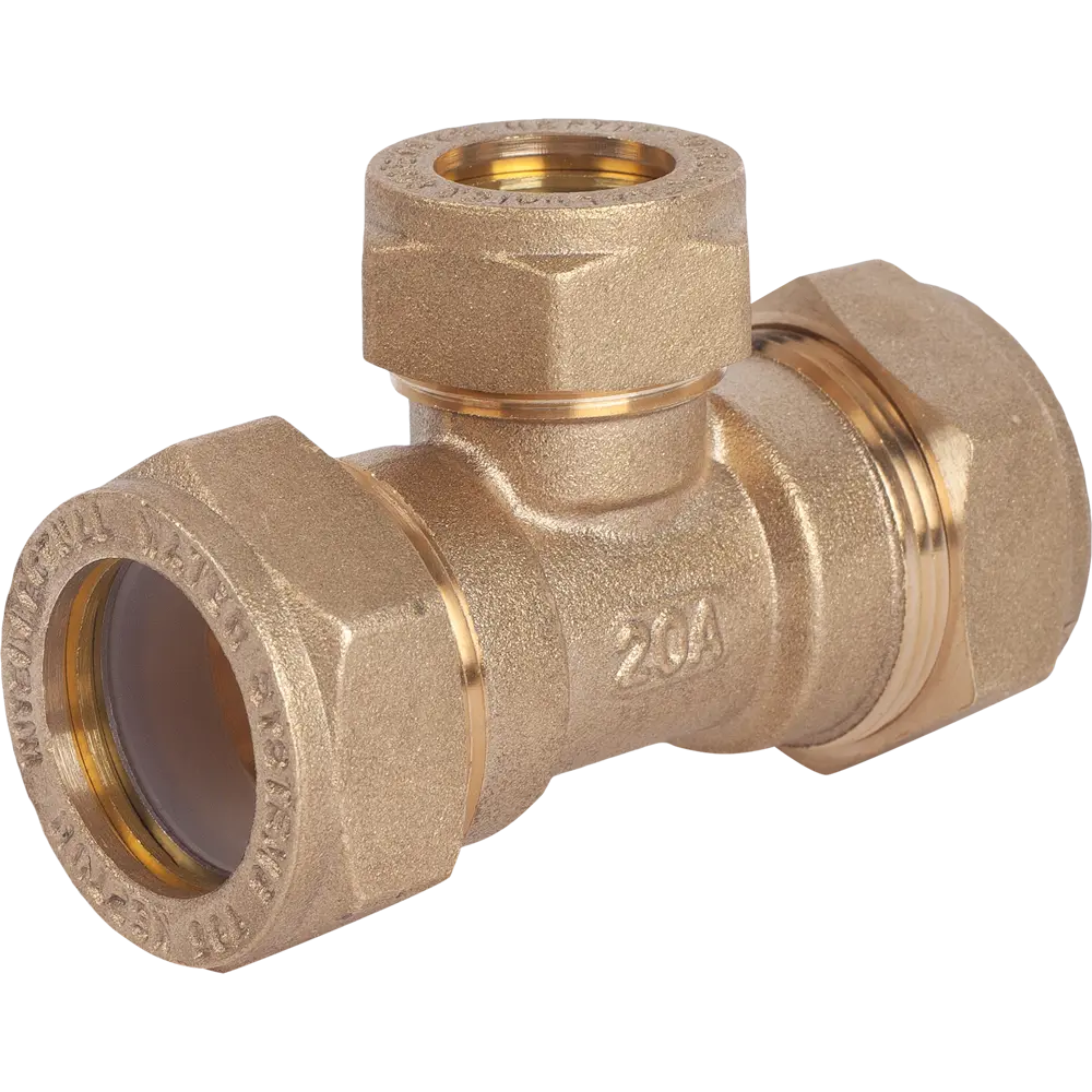 Фото Тройник обжимной Neptun IWS 20х15х20 мм, латунь Фото Тройник обжимной Neptun IWS 20х15х20 мм, латунь
