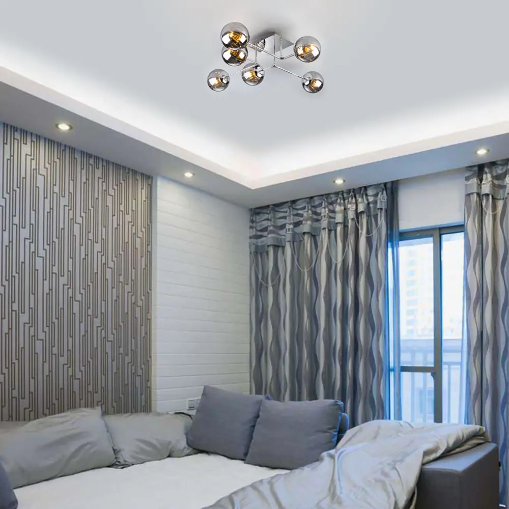 Фото 10 Люстра потолочная Eurosvet Evita 30140/6, 6 ламп, 16 м², цвет хром Фото 10 Люстра потолочная Eurosvet Evita 30140/6, 6 ламп, 16 м², цвет хром