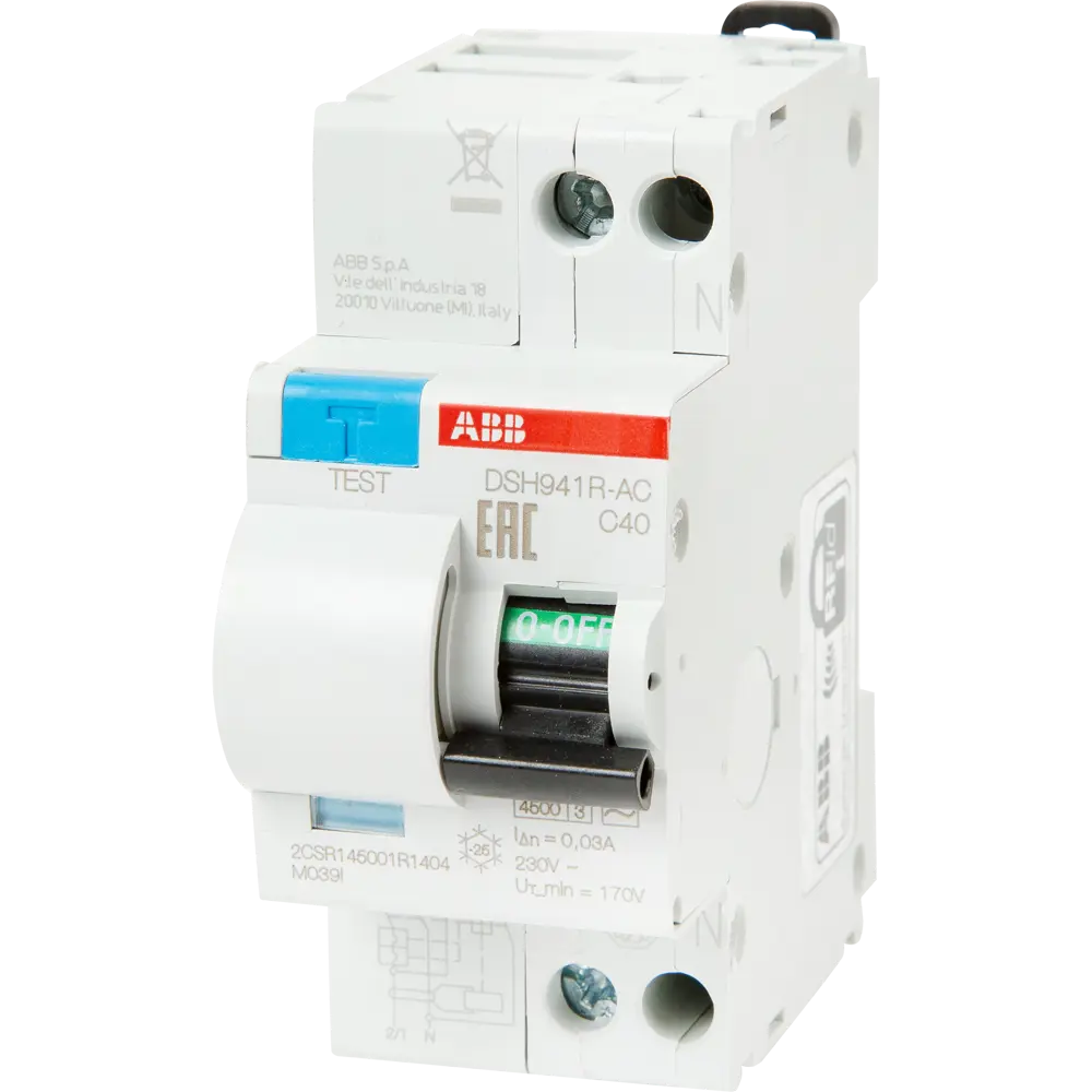 Фото Дифференциальный автомат ABB DSH941R 1P N C40 А 30 мА 4.5 кА АС 2CSR145001R1404 Фото Дифференциальный автомат ABB DSH941R 1P N C40 А 30 мА 4.5 кА АС 2CSR145001R1404