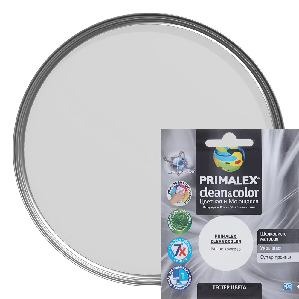 Фото Тестер Primalex Clean&Color 40 мл Белое кружево Фото Тестер Primalex Clean&Color 40 мл Белое кружево