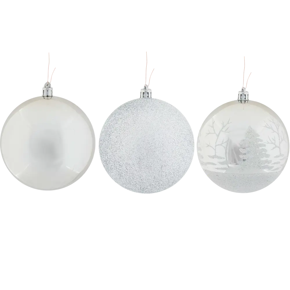 Фото 2 Набор ёлочных шаров 10 см цвет серебристый, 6 шт.