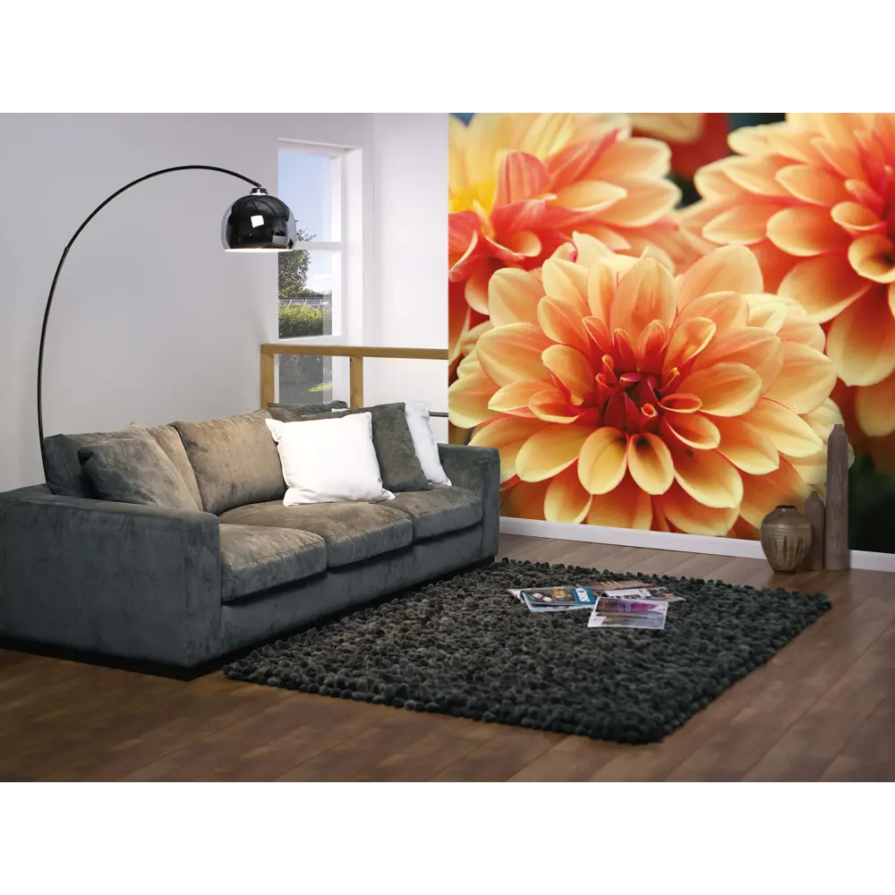 Фото 3 Фотообои 3D Flizart «Оранжевые георгины», флизелиновые, 300x280 см Фото 3 Фотообои 3D Flizart «Оранжевые георгины», флизелиновые, 300x280 см