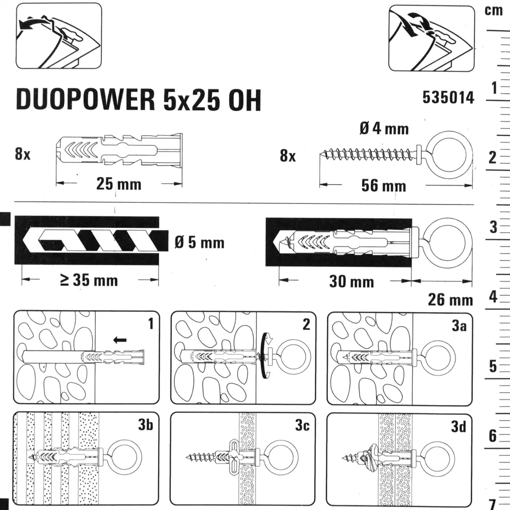 Фото 4 Дюбель для всех типов стен Duopower 5x25 мм крюк-кольцо цвет серый/красный 8 шт. Фото 4 Дюбель для всех типов стен Duopower 5x25 мм крюк-кольцо цвет серый/красный 8 шт.