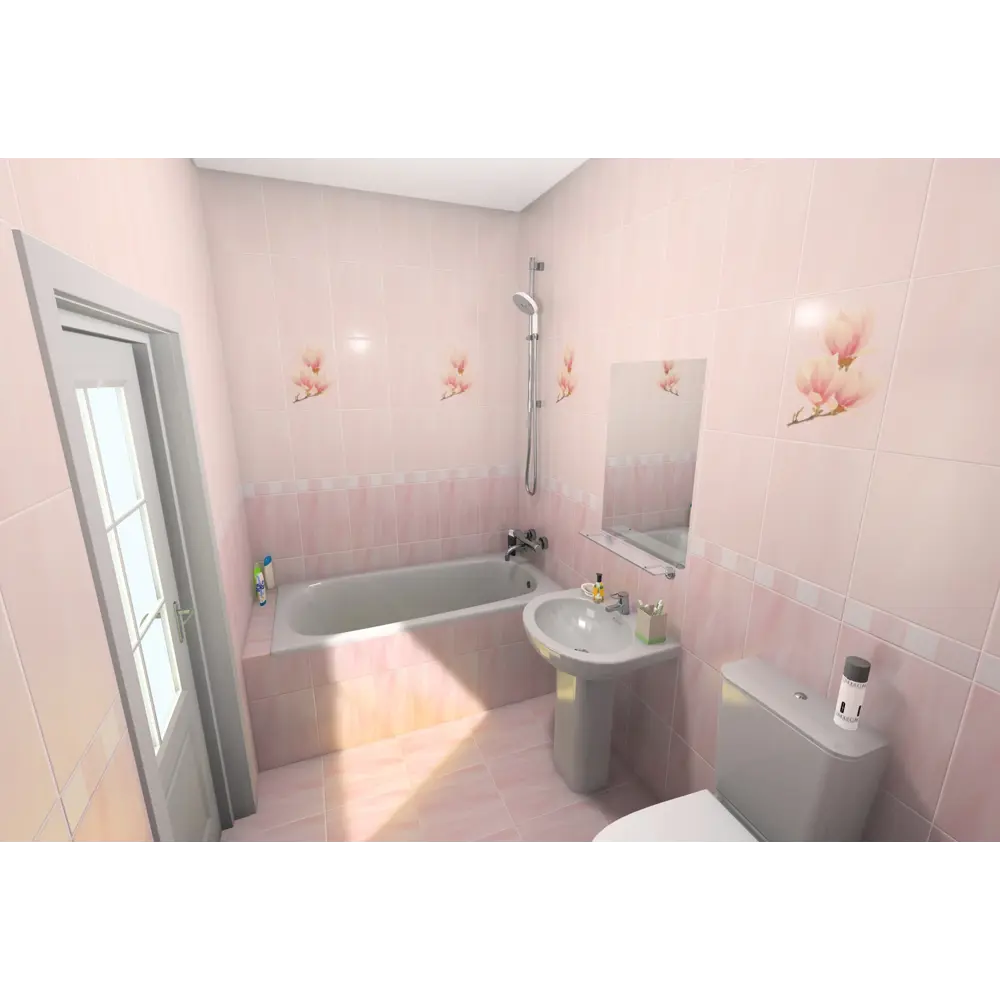 Фото 3 Вставка «Агата D» 25х35 см цвет розовый Фото 3 Вставка «Агата D» 25х35 см цвет розовый