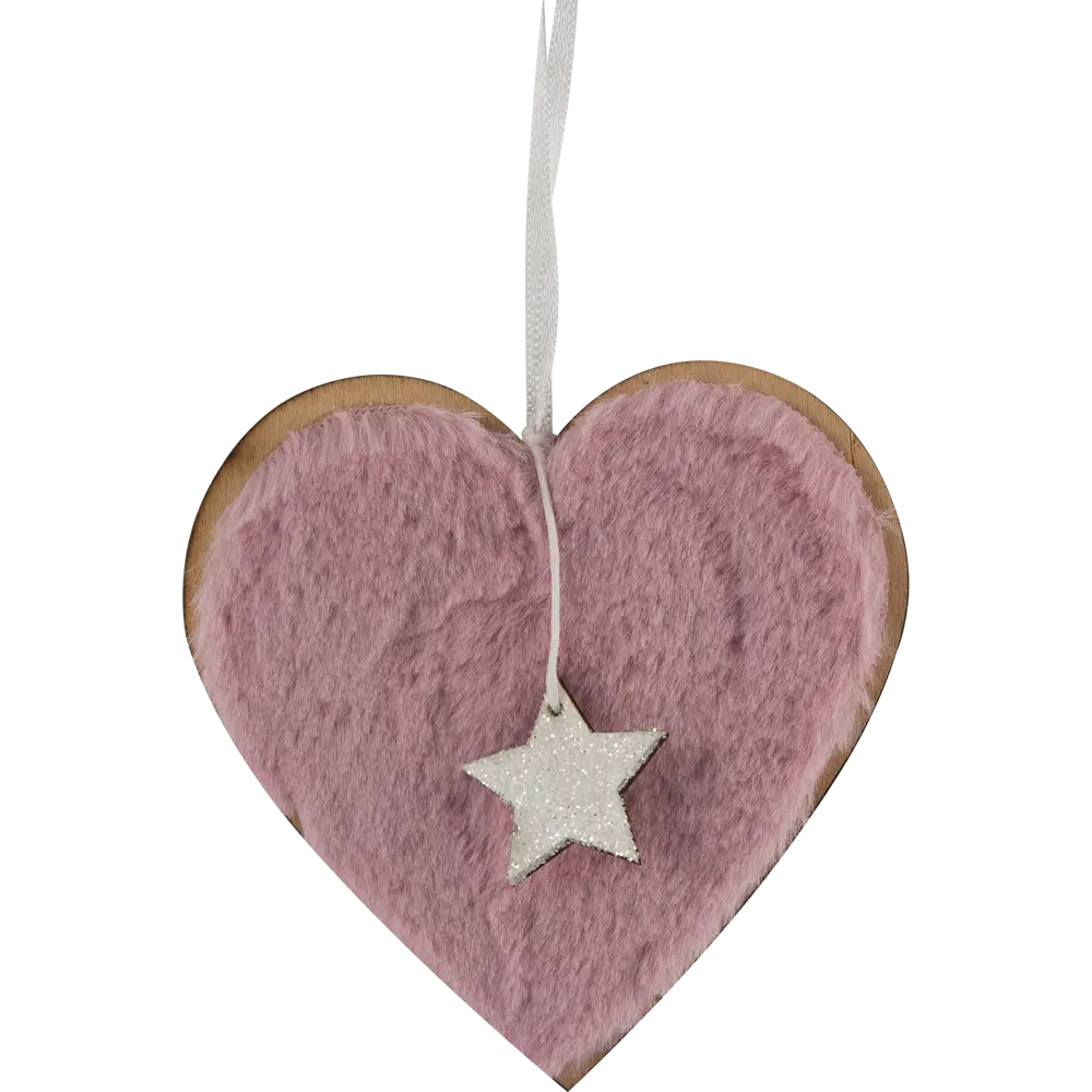 Фото 2 Украшение ёлочное «Сердечко», 11 см, дерево, цвет розовый