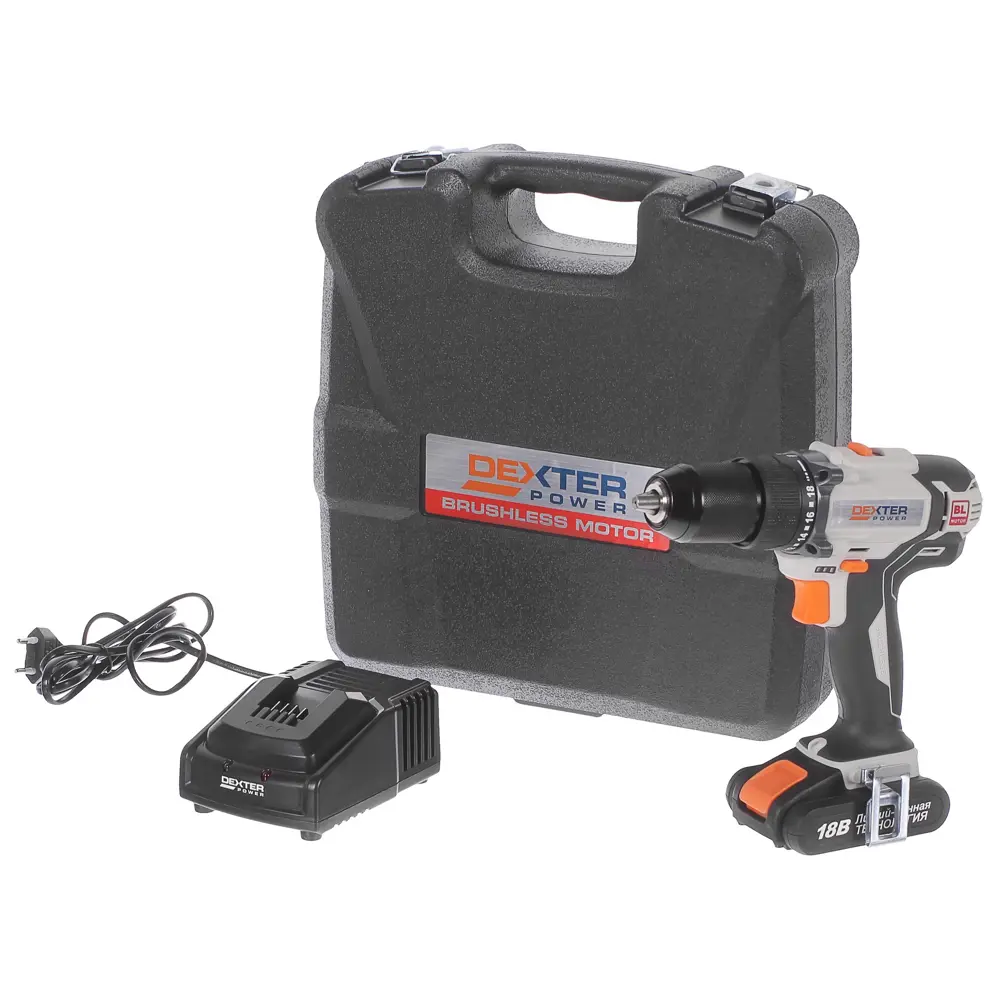 Фото 5 Дрель-шуруповерт бесщеточная ударная Dexter Power CDI218BD.2, 18 В Li-ion 2 Ач