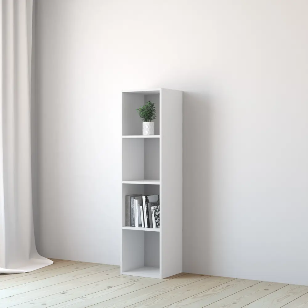 Фото 4 Стеллаж SPACEO KUB 4К, 36х139х31,7 см, цвет белый Фото 4 Стеллаж SPACEO KUB 4К, 36х139х31,7 см, цвет белый