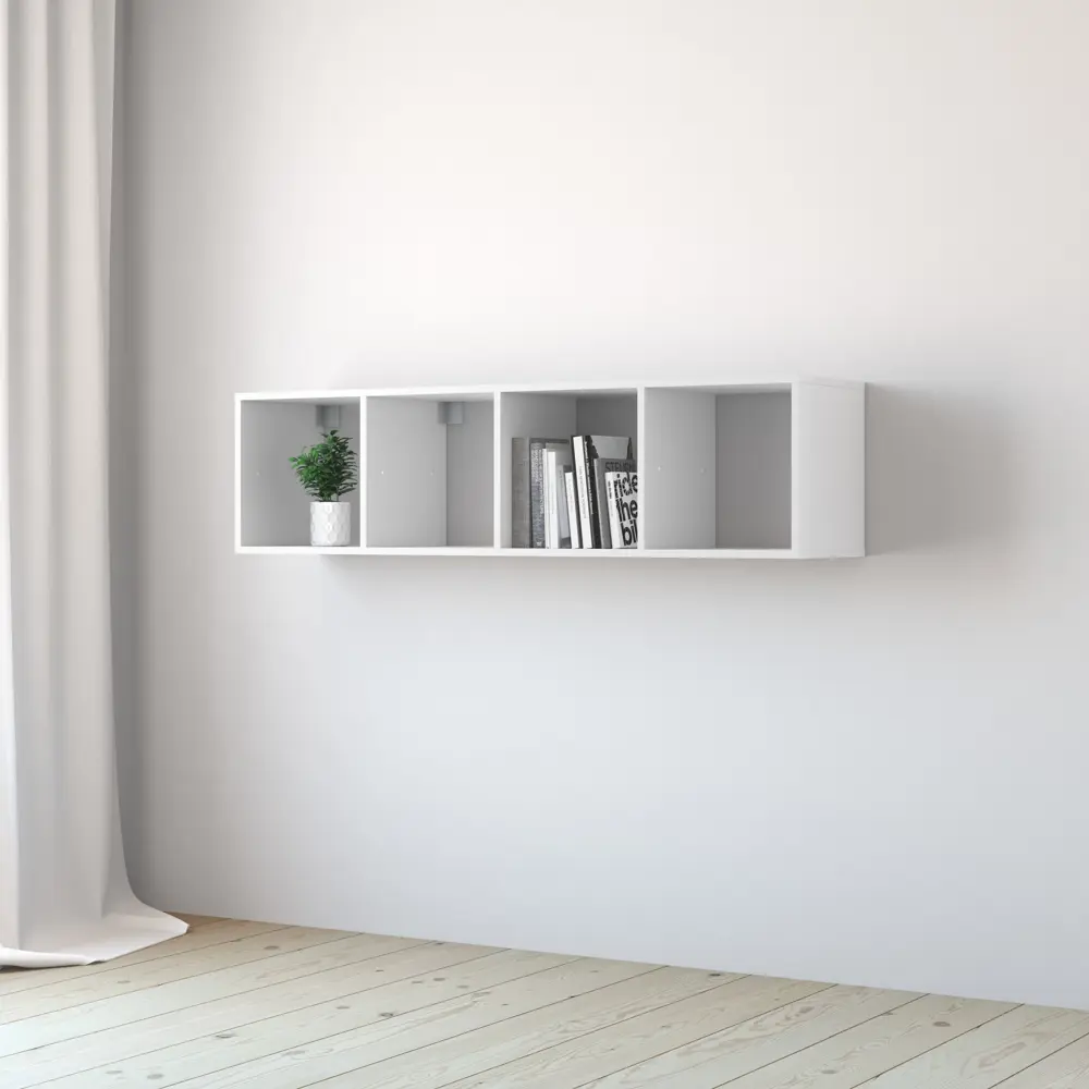 Фото 7 Стеллаж SPACEO KUB 4К, 36х139х31,7 см, цвет белый Фото 7 Стеллаж SPACEO KUB 4К, 36х139х31,7 см, цвет белый