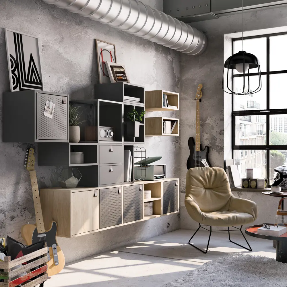 Фото 5 Стеллаж SPACEO KUB 1/2К, 18х36х31,7 см, цвет графит