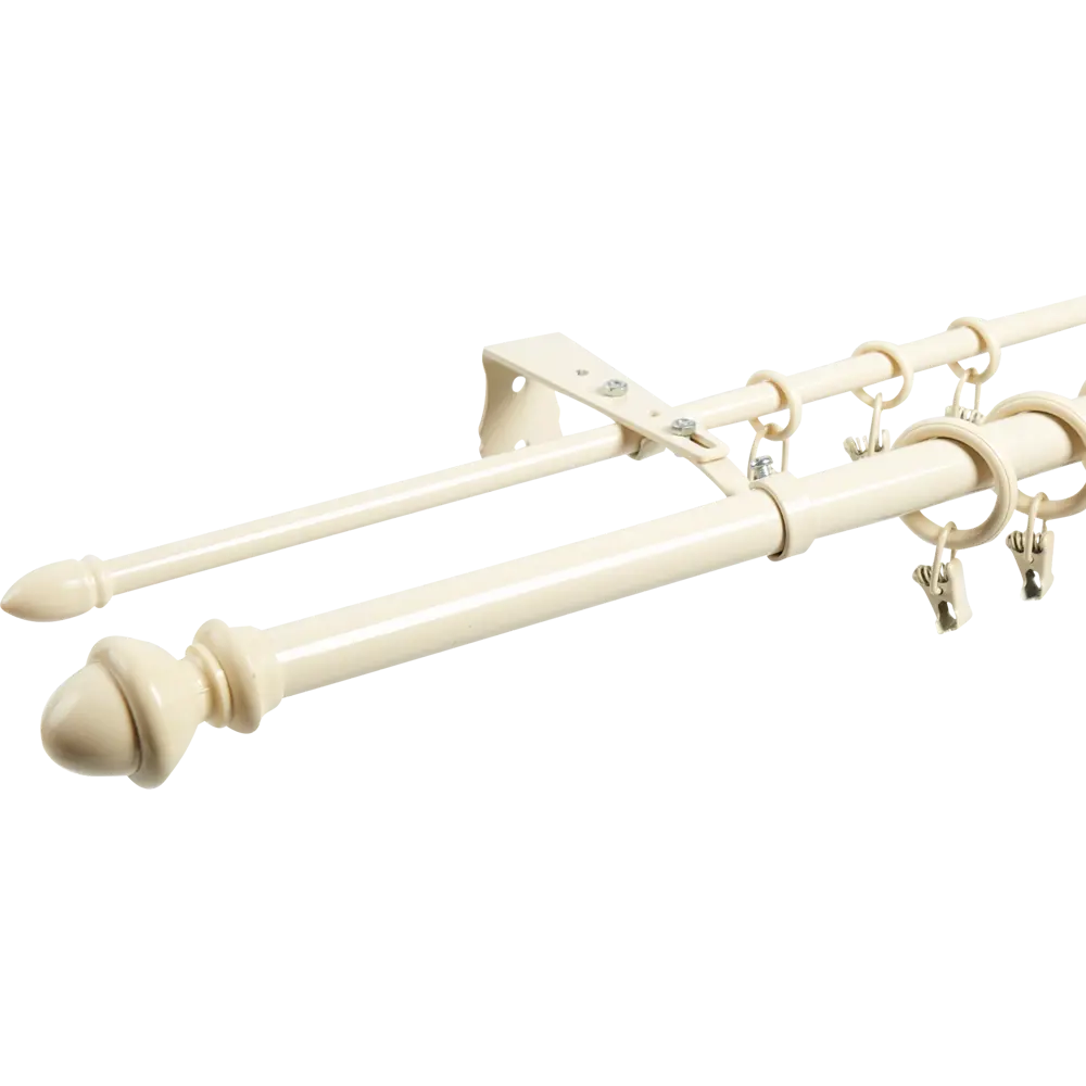 Фото Карниз двухрядный Classic 160 см металл цвет бежевый Фото Карниз двухрядный Classic 160 см металл цвет бежевый