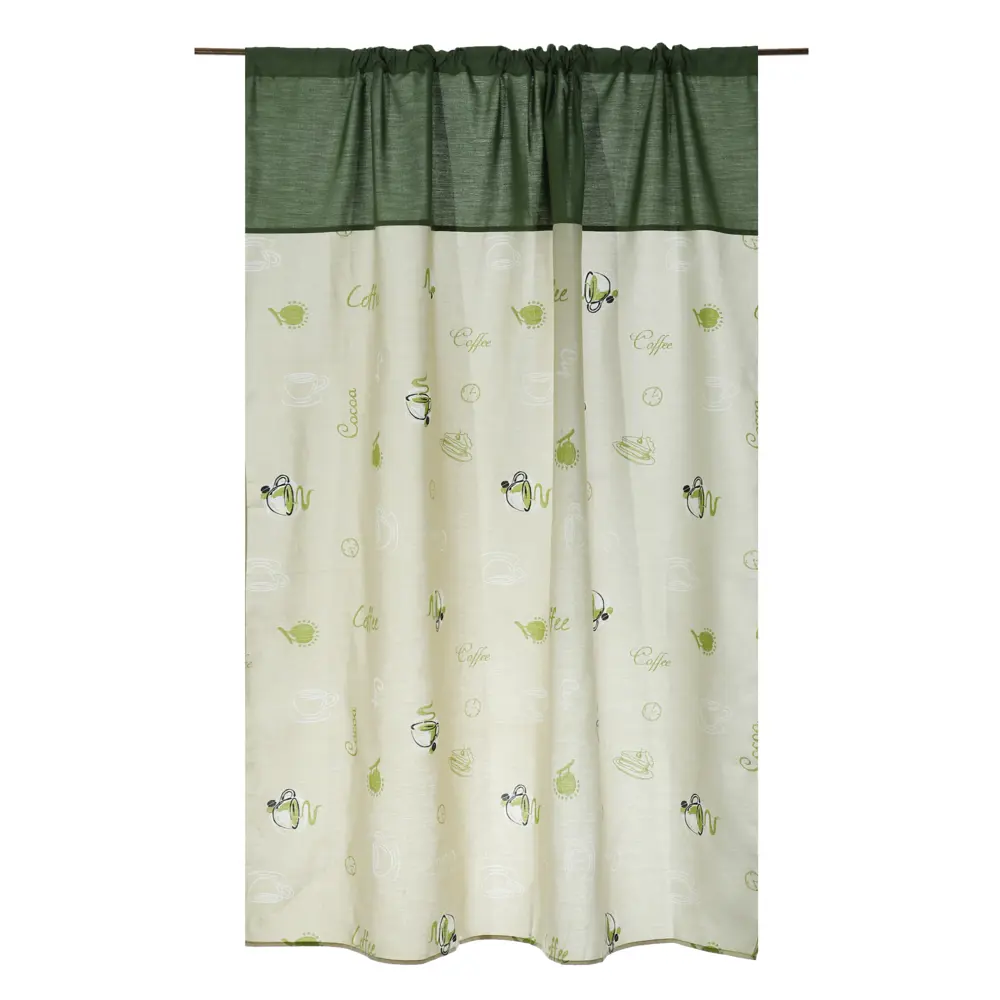 Фото Штора на ленте для кухни «Кофе» 150х180 см цвет салатовый