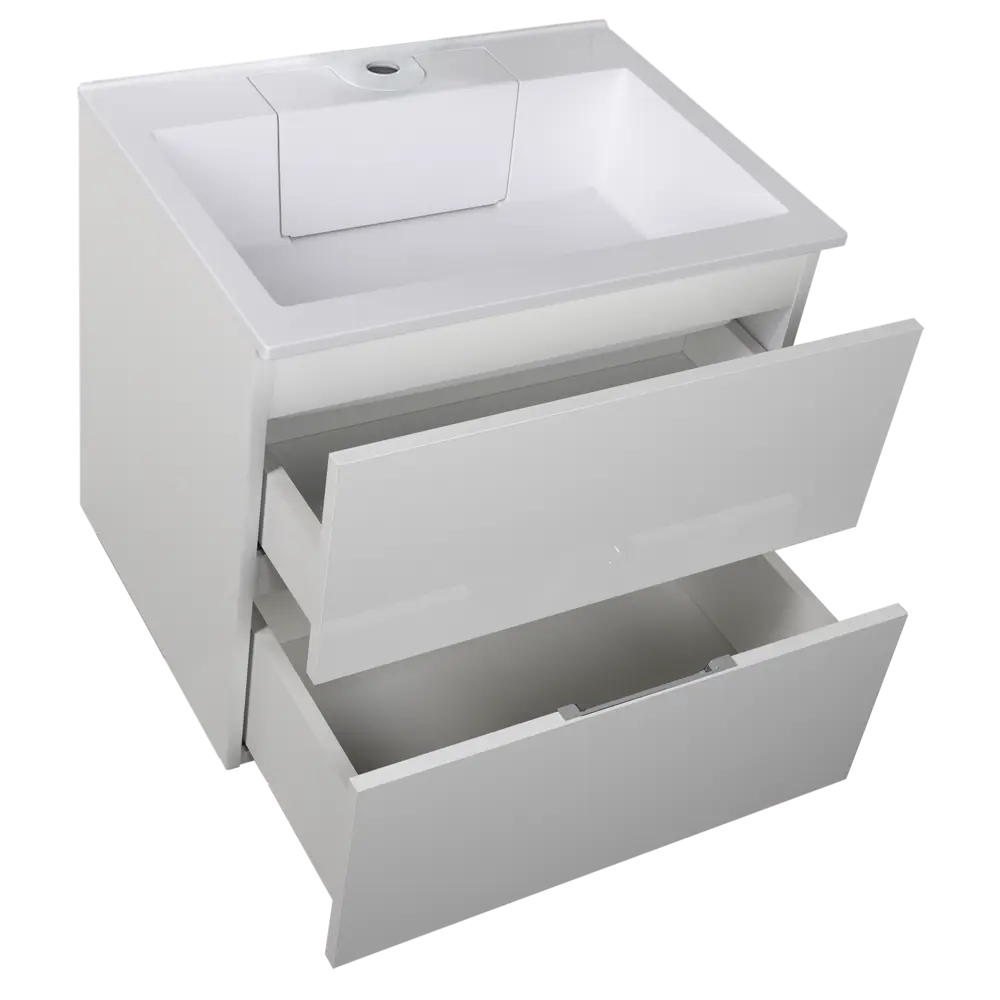 Фото 8 Тумба под раковину подвесная «Алвита» 60 см цвет белый глянец