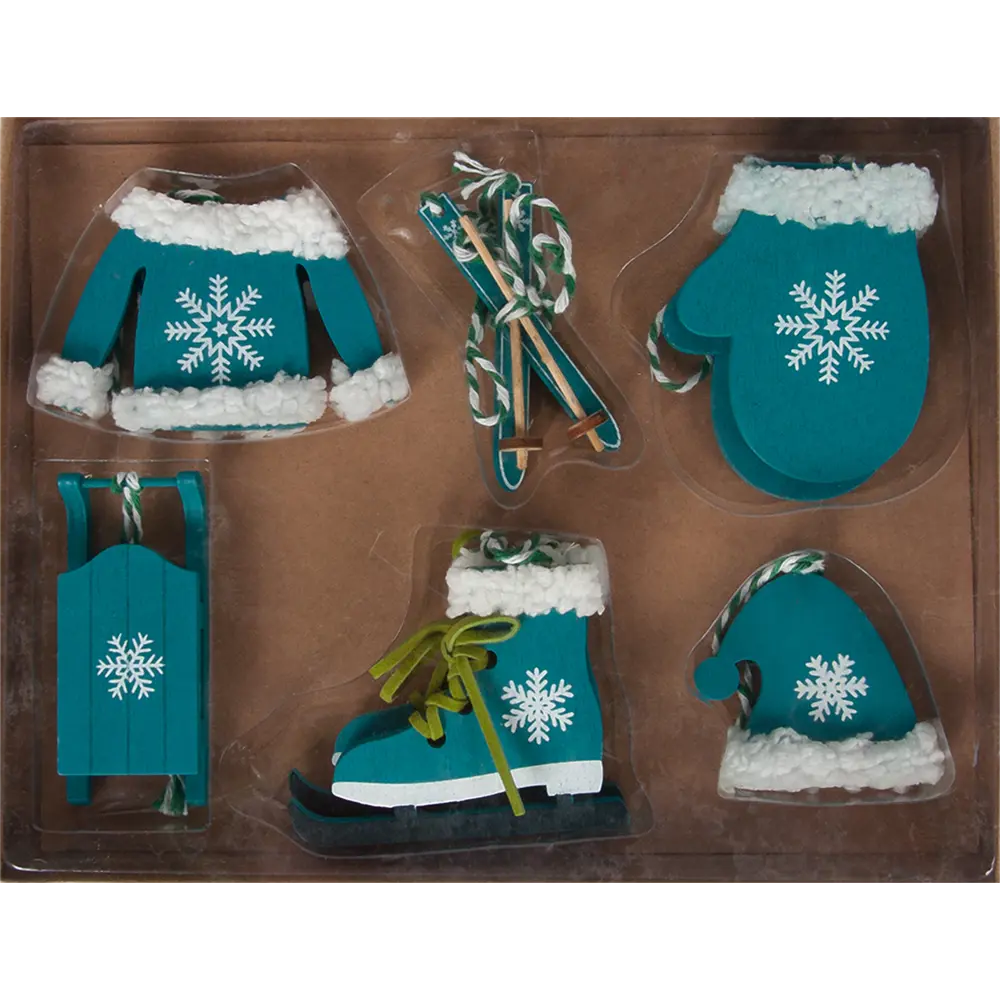 Фото 4 Набор ёлочных украшений 17 см, дерево, цвет голубой, 6 шт. Фото 4 Набор ёлочных украшений 17 см, дерево, цвет голубой, 6 шт.