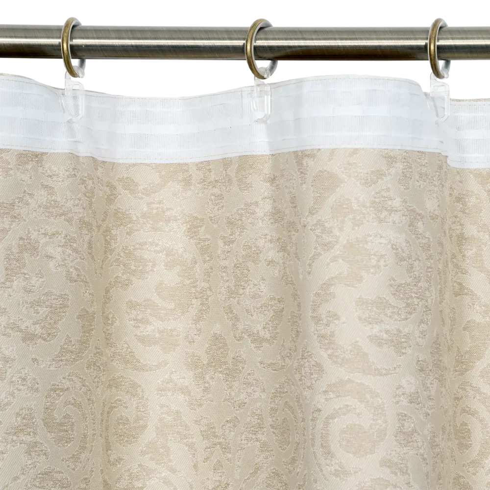 Фото 4 Штора на ленте «Льняная», 160x260 см, вензель, цвет льняной