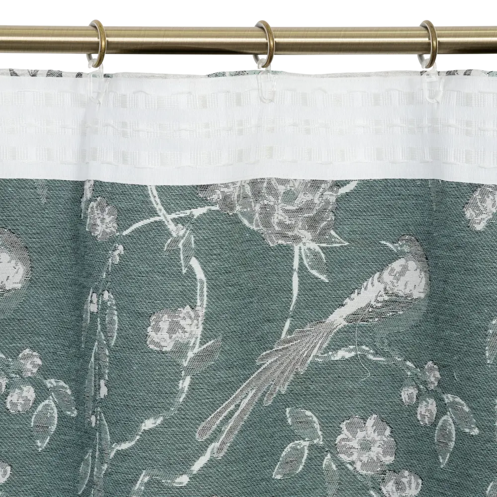 Фото 4 Штора на ленте «Baise», 140х260 см, цветы, цвет белый/зелёный Фото 4 Штора на ленте «Baise», 140х260 см, цветы, цвет белый/зелёный