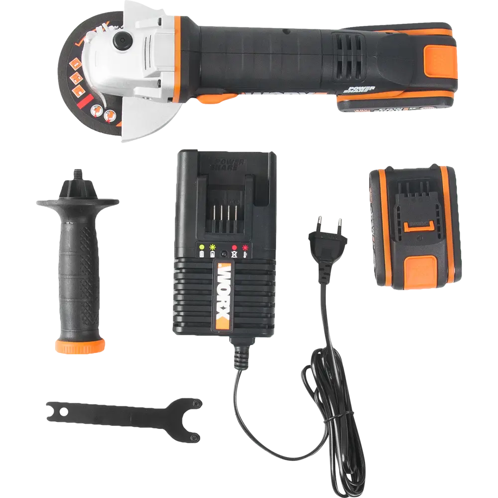 Фото 5 УШМ аккумуляторная Worx WX800, 20 В Li-ion 2x2 Ач, 115 мм Фото 5 УШМ аккумуляторная Worx WX800, 20 В Li-ion 2x2 Ач, 115 мм